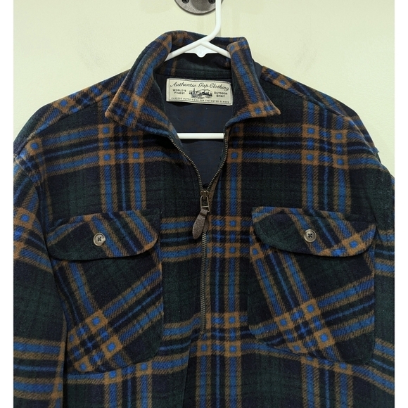 Gap Vintage Blue and Brown Plaid Flannel Half Zip Pullover Size XS - Picture 6 of 8